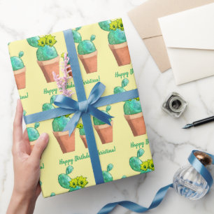 Papel De Regalo Feliz cumpleaños, floración amarilla y aguafiestas