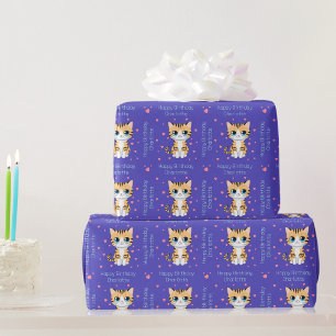 Papel De Regalo Feliz cumpleaños, Gato Kawaii, regalo personalizad