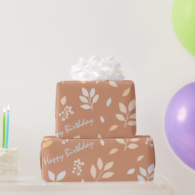 Papel De Regalo Feliz Cumpleaños Hojas (Regalos de fiesta)