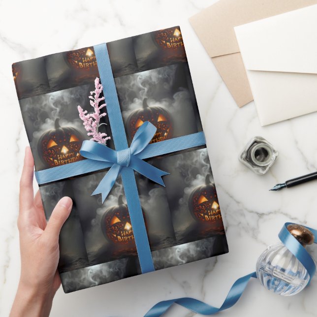 Papel De Regalo Feliz cumpleaños Jack-o-lantern (Regalar)