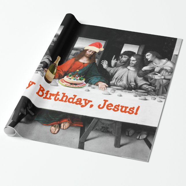 Papel De Regalo ¡Feliz cumpleaños, Jesús! Navidad divertido (Desenrollado)