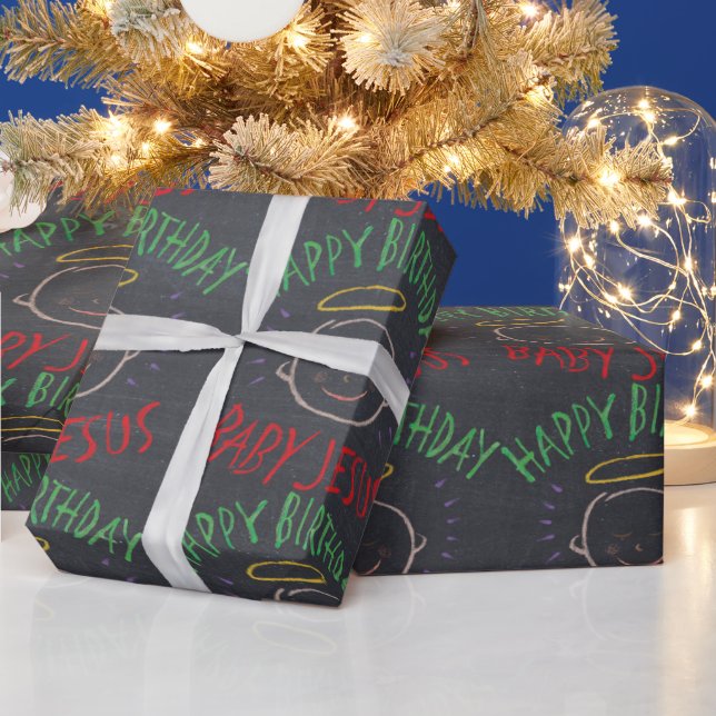 Papel De Regalo Feliz cumpleaños Jesús - Navidades Cristo cristian (Vacaciones)