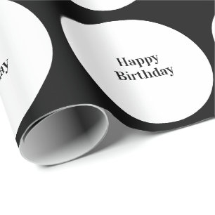 Papel De Regalo Feliz Cumpleaños Lunares Negros Blancos Niños Niña