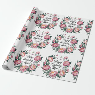 Papel De Regalo Feliz cumpleaños, mamá diseño floral