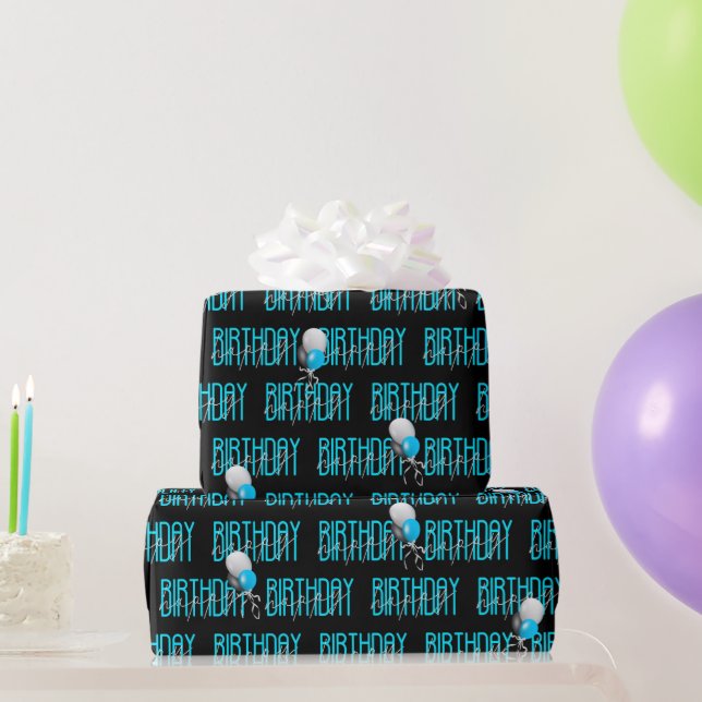 Papel De Regalo Feliz Cumpleaños Mensajes de texto y globos (Regalos de fiesta)