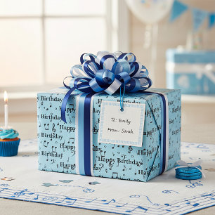 Papel De Regalo Feliz Cumpleaños Musical Negro