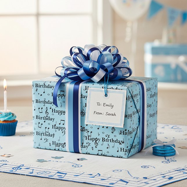 Papel De Regalo Feliz Cumpleaños Musical Negro (Subido por el creador)