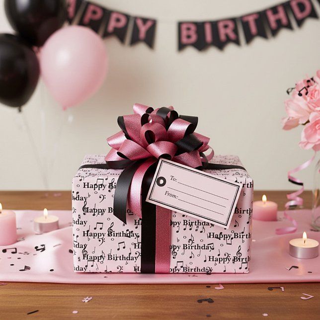 Papel De Regalo Feliz Cumpleaños Musical Negro (Subido por el creador)