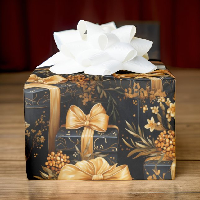 Papel De Regalo Feliz cumpleaños, negro y oro a cualquier edad (Subido por el creador)