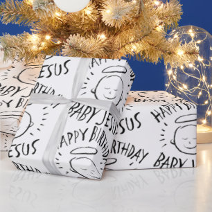 Papel De Regalo Feliz cumpleaños, niño Jesús - Navidad cristiano
