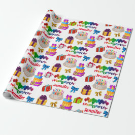 Papel De Regalo Feliz cumpleaños, nombre personalizado, lindo y co