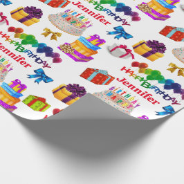 Papel De Regalo Feliz cumpleaños, nombre personalizado, lindo y co