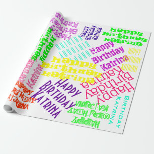 Papel De Regalo Feliz Cumpleaños Nombre Personalizado y colores