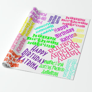 Papel De Regalo Feliz Cumpleaños Nombre Personalizado y colores