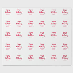 Papel De Regalo feliz cumpleaños nombre rojo retro simple moderno 