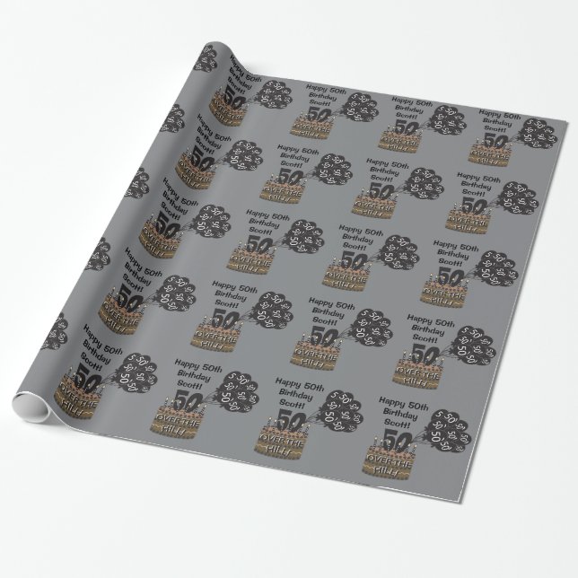 Papel De Regalo Feliz cumpleaños número 50 (Desenrollado)