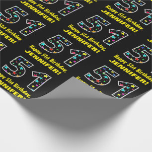 Papel De Regalo Feliz cumpleaños número 51, divertido patrón de es