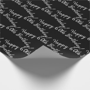 Papel De Regalo Feliz cumpleaños número 60 en negro