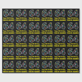 Papel De Regalo Feliz cumpleaños número 64, divertido patrón de es