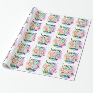 Papel De Regalo Feliz cumpleaños número 95 (en roze)