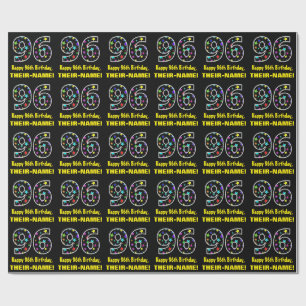 Papel De Regalo Feliz cumpleaños número 96, Patrón de estrellas di