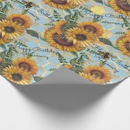 Papel De Regalo Feliz cumpleaños o retiro Girasol Añadir nombre