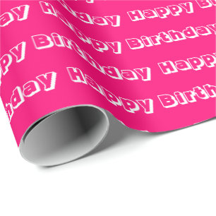 Papel De Regalo Feliz cumpleaños patrón de fucsia rosa caliente mo