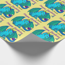 Papel De Regalo Feliz cumpleaños pequeño Chica de Dragón Personali