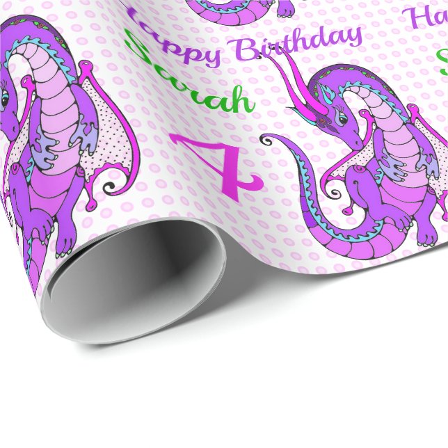 Papel De Regalo Feliz cumpleaños Personalizado de nombre de Chica  (Esquina del rollo)