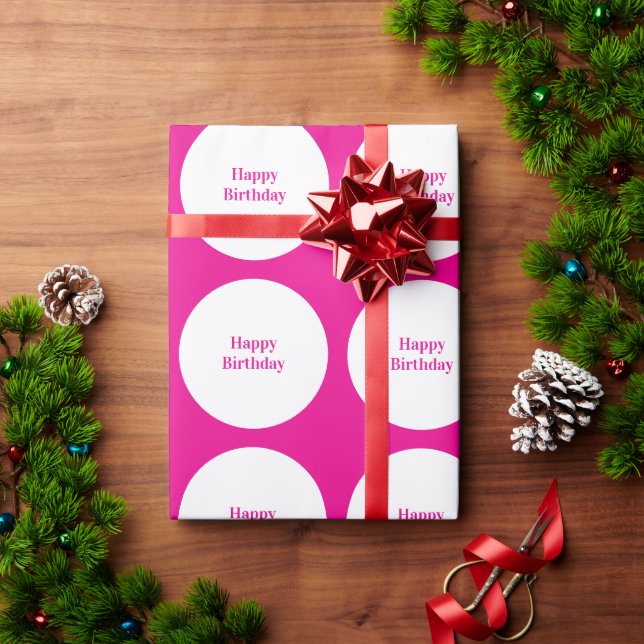 Papel De Regalo Feliz cumpleaños Personalizado de puntos de Polka  (Regalo de vacaciones)