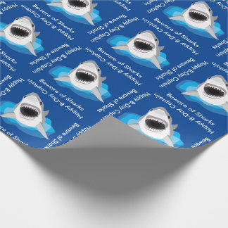 Papel De Regalo Feliz cumpleaños Personalizado Shark Jaws Gracioso