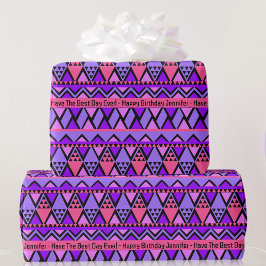 Papel De Regalo Feliz cumpleaños Personalizado texto y nombre mora