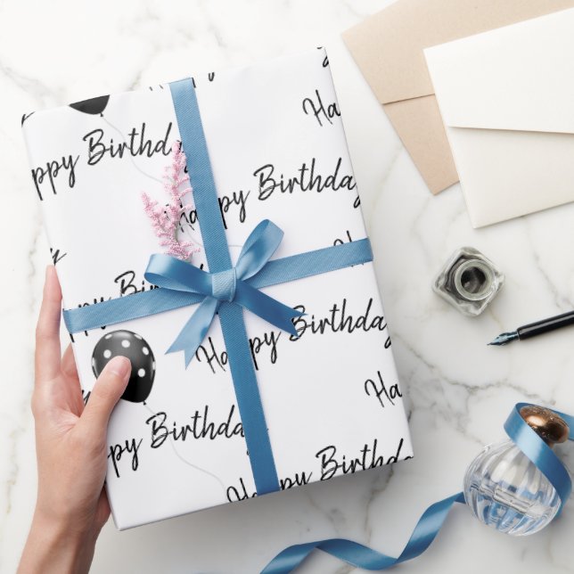 Papel De Regalo Feliz cumpleaños Polka Dot Globos (Regalar)