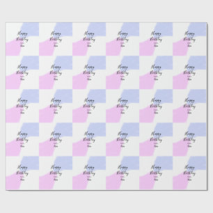 Papel De Regalo Feliz cumpleaños rosa púrpura pastel nombre simple
