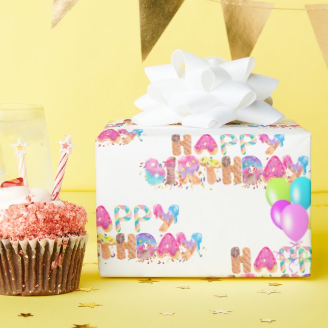 Papel De Regalo Feliz cumpleaños, tratamientos helados (Fiesta de cumpleaños )