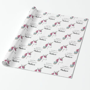 Papel De Regalo Feliz cumpleaños   Unicorn