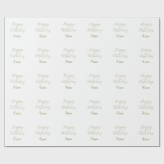 Papel De Regalo Feliz cumpleaños verde gris pastel nombre fecha mo