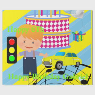 Papel De Regalo Feliz cumpleaños Wraping Paper Boy Car