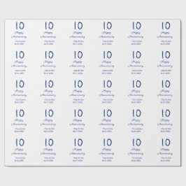 Papel De Regalo Feliz décimo aniversario purpurina azul añadir fec