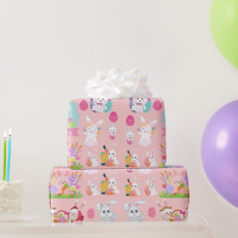 Papel De Regalo Feliz Deseos de Pascua - Patrón Gracioso Conejito
