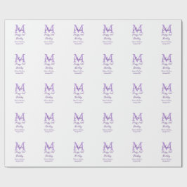 Papel De Regalo Feliz día 16 púrpura agregar nombre monograma mode