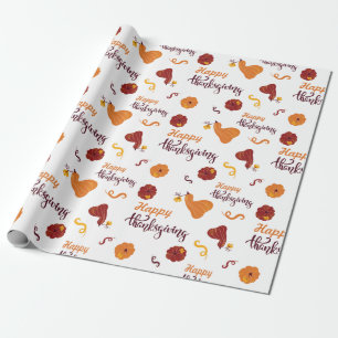 Papel De Regalo Feliz Día de Acción de Gracias Cosecha Calabaza Bl