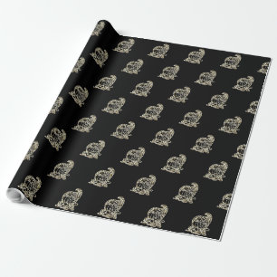 Papel De Regalo Feliz Día de Acción de Gracias Elegante Black Gold