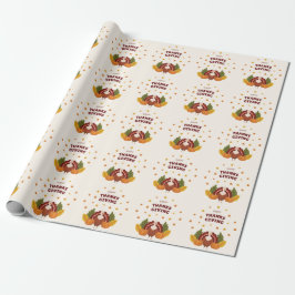 Papel De Regalo Feliz Día de Acción de Gracias Otoño Calabaza