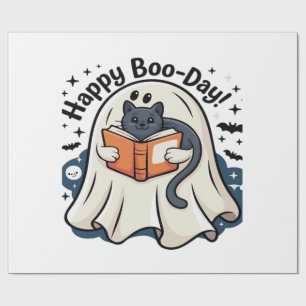 Papel De Regalo Feliz Día de Boo Gato Fantasma PNG - Sobredimensio