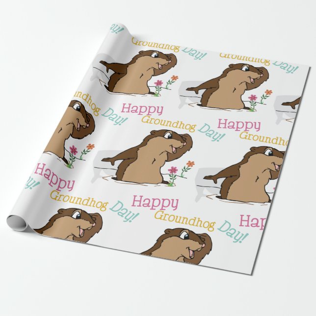 Papel De Regalo Feliz Día de la Marmota (Desenrollado)
