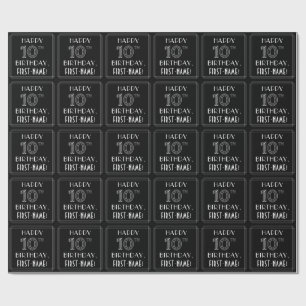 Papel De Regalo FELIZ DÍA DE NACIMIENTO 10; Estilo Art Deco con no