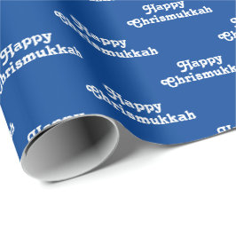 Papel De Regalo Feliz Día de Navidad azul en Chrismukkah