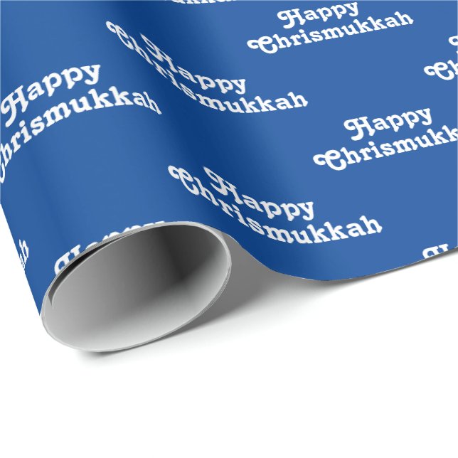 Papel De Regalo Feliz Día de Navidad azul en Chrismukkah (Esquina del rollo)