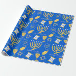 Papel De Regalo Feliz Día de Navidad en Hanukkah Menorah<br><div class="desc">Feliz Hanukkah Menorah,  periódico de envolver el patrón de Navidad judío</div>